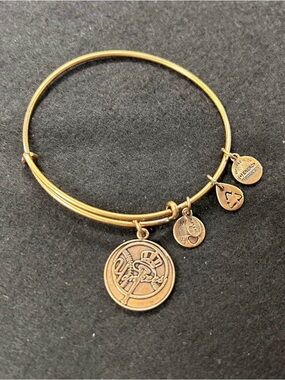 Alex and Ani Gold Tone Yankees Logo Charm Bangle Bundle
